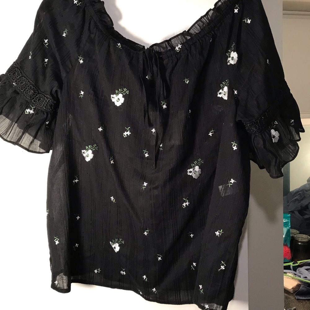 Marc New York off the shoulder top with embroidery
